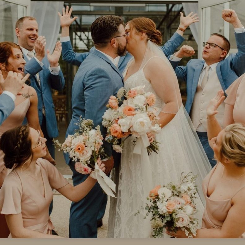 Untamed garden-style wedding arrangement